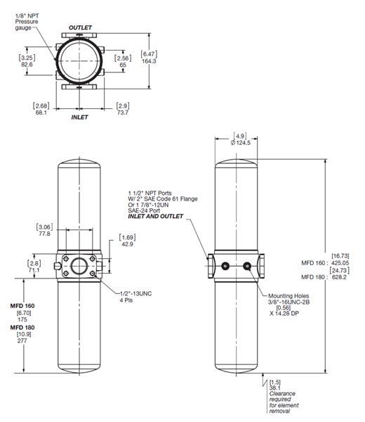 Part Number 2070862, In-Line Duplex Spin-On Filter - MFD Series