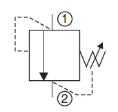 Hydraulic Symbol for DB Pressure Relief Valve, Direct Acting, Poppet Type (DB06C-01)