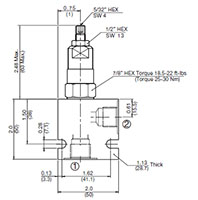 Dimensional Image for DB Pressure Relief Valve, Direct Acting, Poppet Type (DB08P-01)