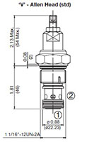 Adjustment Options ‘V’ - Allen Head (std) for DB Pressure Relief Valve, Direct Acting, Poppet Type (DB12P-01)