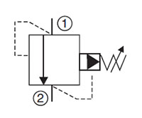 Hydraulic Symbol for DB Pressure Relief Valve, Direct Acting, Poppet Type (DB16P-01)