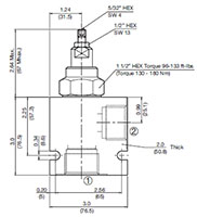 Dimensional Image for DB Pressure Relief Valve, Direct Acting, Poppet Type (DB16P-01)