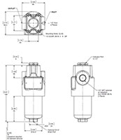 Dimensional Image for In-Line Industrial Filter - DF Series (6090 PSI) DF 30