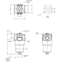 Dimensional Image for In-Line Industrial Filter - DF Series (6090 PSI) DF 60/330