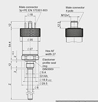 Dimensional Image for ETS 4XXX Temperature Transducer (923457/923461)