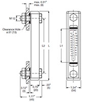Dimensional Image for FSA Series Fluid Level Indicator