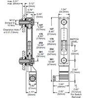 Dimensional Image for FSK Series Fluid Level Indicator with Electric Level Switch