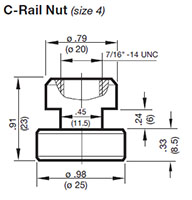 Dimensional Image for Clamps, DIN 3015 - Heavy Duty HRES C-Rail Nut (Sizes 4)