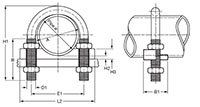 Dimensional Image for Clamps, U-Bolt Type