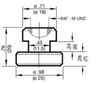 Dimensional Image for Clamps, DIN 3015 - Heavy Duty - HRS C-Rail Nut (Sizes 1-3)