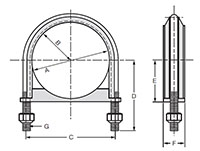 Dimensional Image for Clamps, U-Bolt Type (2080792)