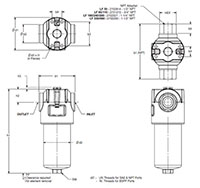 Dimensional Image for In-Line Industrial Filter - LF Series (1500 PSI)