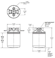 Dimensional Image for In-Line Spin-On Filter - MF Series (250 PSI) - 3