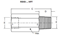 Dimensional Image for RBXB NPT Valves, Hose Break/Check