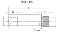 Dimensional Image for RBXB SAE Valves, Hose Break/Check