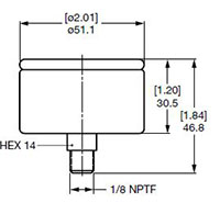 Dimensional Image for VMF-VR: Low Pressure / Return Type UE: Vacuum Gage (2700209)