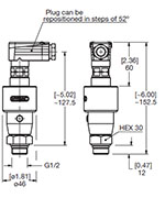 Dimensional Image for VMF-VR: Low Pressure / Return Type GC: Electrical Switch / Analog (1270327)