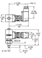 Dimensional Image for VMF-VR: Low Pressure / Return Type LZ: Visual & Electrical Switch (302967)
