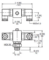 Dimensional Image for VMF-VR: Low Pressure / Return Type LZ: Visual & Electrical Switch (304522)