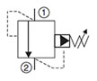 Hydraulic Symbol for DB Pressure Relief Valve, Direct Acting, Poppet Type (DB12P-01)