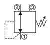 Hydraulic Symbol for DR Pressure Reducing/Relieving, Direct Acting, Spool Type