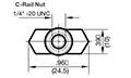 Dimensional Image for Clamps, DIN 3015 - TWIN - HRZ C-Rail Nut