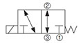 Hydraulic Symbol for 3-Way, 2 Position, Direct Acting, Spool Type Valve (WK08D-01)