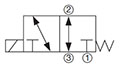 Hydraulic Symbol for 3-Way, 2 Position, Direct Acting, Spool Type Valve (WK10D-01)