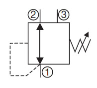 Hydraulic Symbol for DR Pressure Reducing/Relieving, Direct Acting, Spool Type